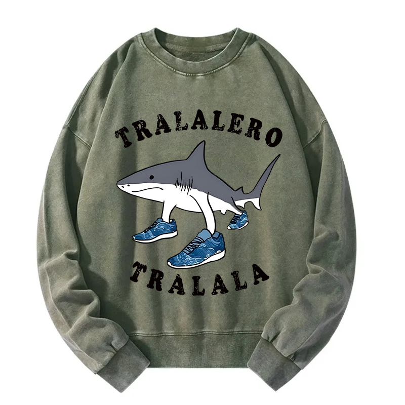 Tralalero Tralala Funny Washed Sweatshirt