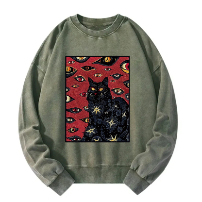 Mysterious Cat Washed Sweatshirt