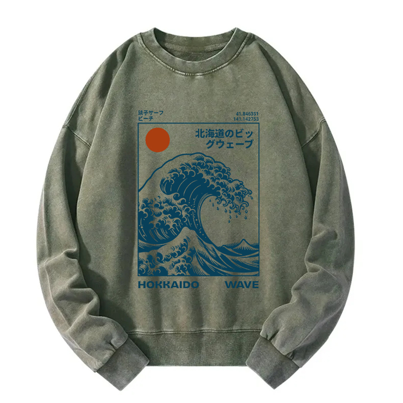 Hokkaido Wave Japan Washed Sweatshirt