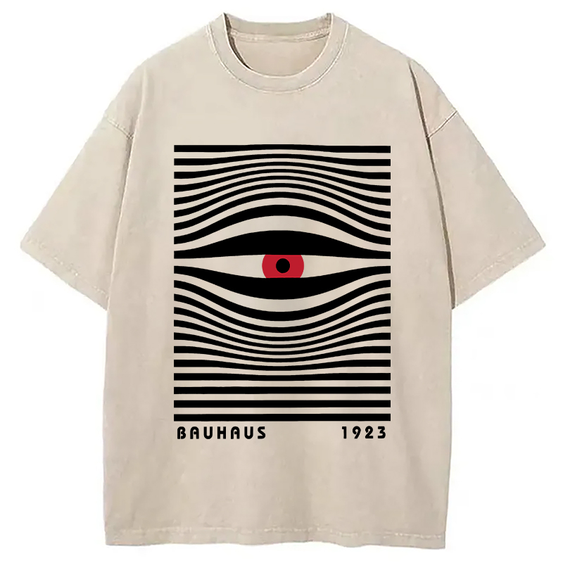 Geometric Eyes Printed Washed T-Shirt
