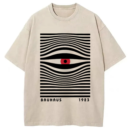 Geometric Eyes Printed Washed T-Shirt