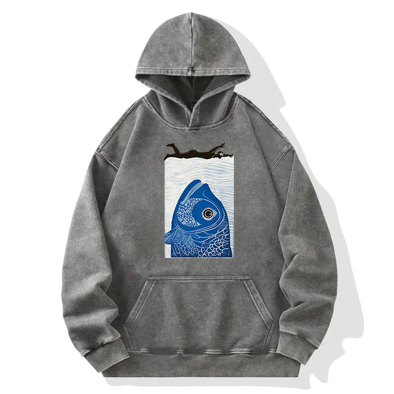 Lurking Fish Danger Washed Hoodie