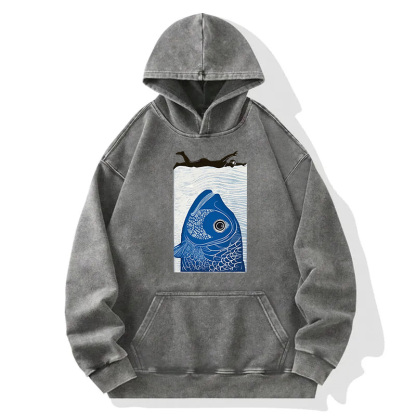 Lurking Fish Danger Washed Hoodie