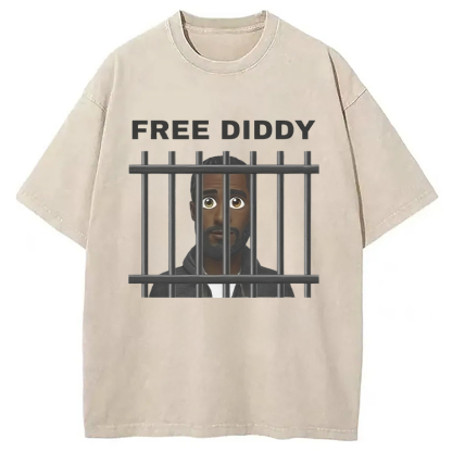 Original Free Diddy Funny Meme Washed T-Shirt