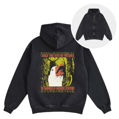 The Harbinger of Awkward Situations Goose Washed Zip Hoodie