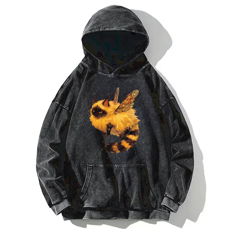 Cat Or Bee Or Butterfly? Washed Hoodie