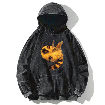 Cat Or Bee Or Butterfly? Washed Hoodie