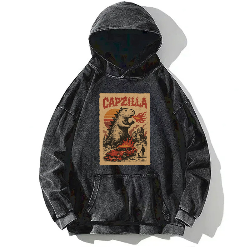 Funny Capzilla Washed Hoodie