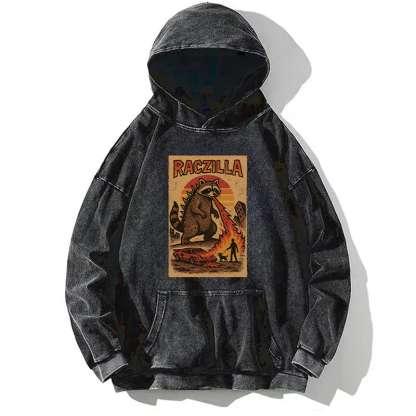 Funny Raczilla Washed Hoodie