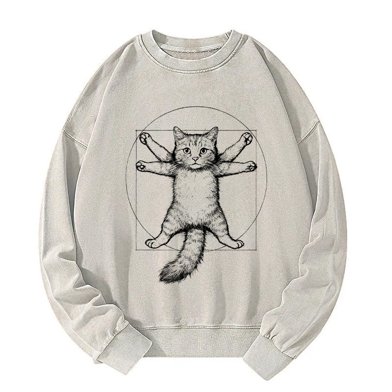 Da Vinci Cat Washed Sweatshirt