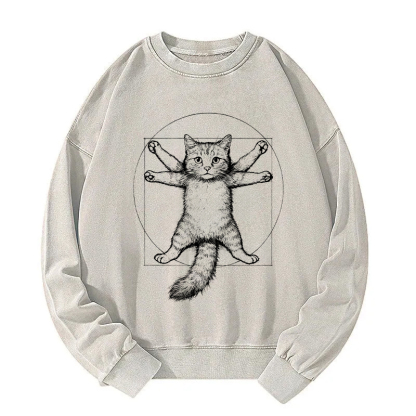Da Vinci Cat Washed Sweatshirt