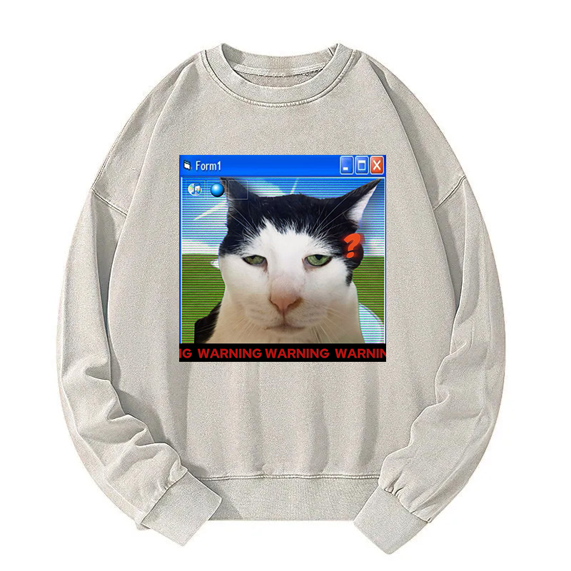 Warning Cat Washed Sweatshirt
