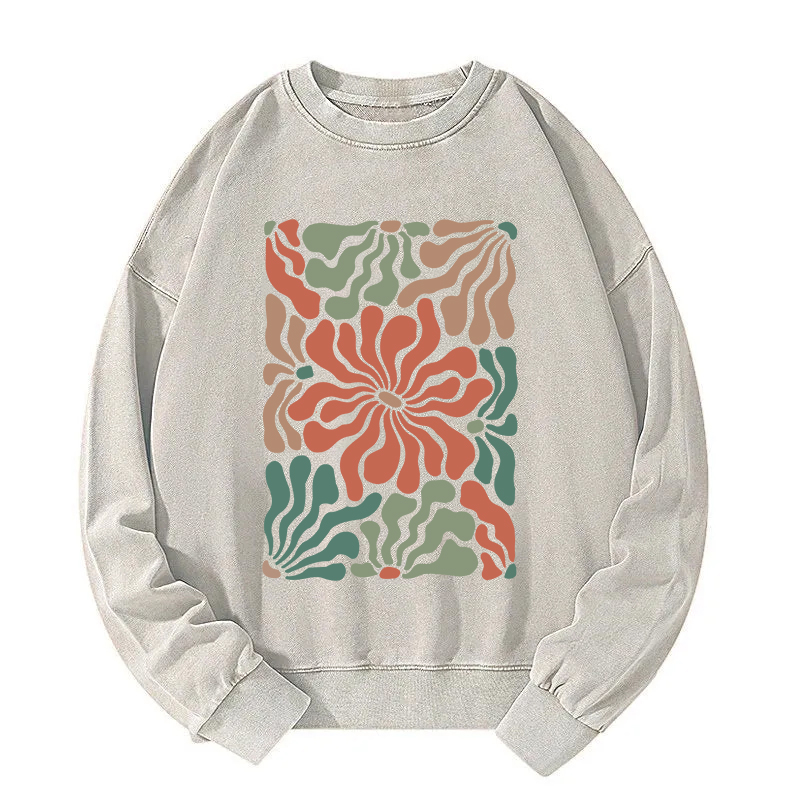 Floral Abstract Art Washed Sweatshirt