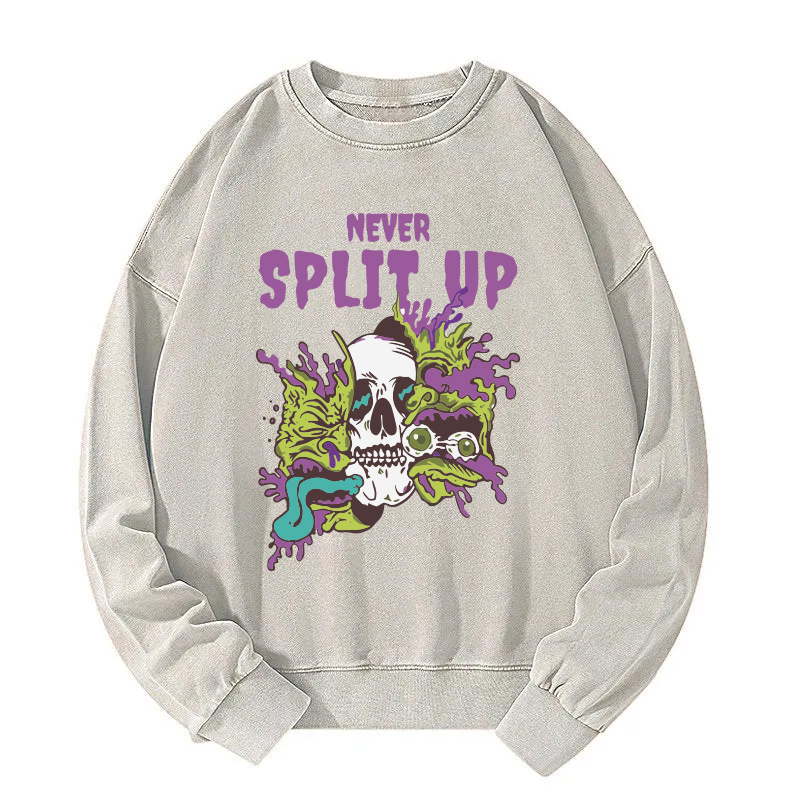 Never Split Up Skeleton Monster Washed Sweatshirt