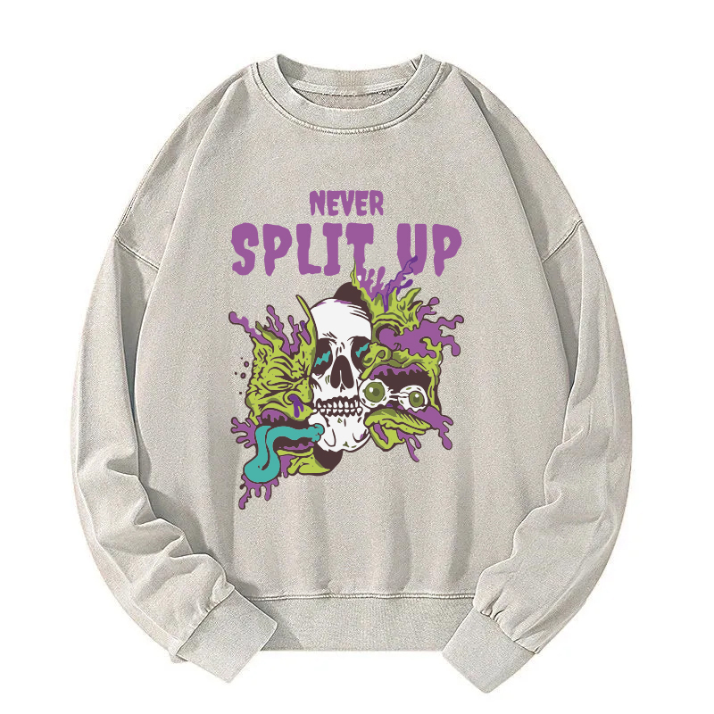 Never Split Up Skeleton Monster Washed Sweatshirt