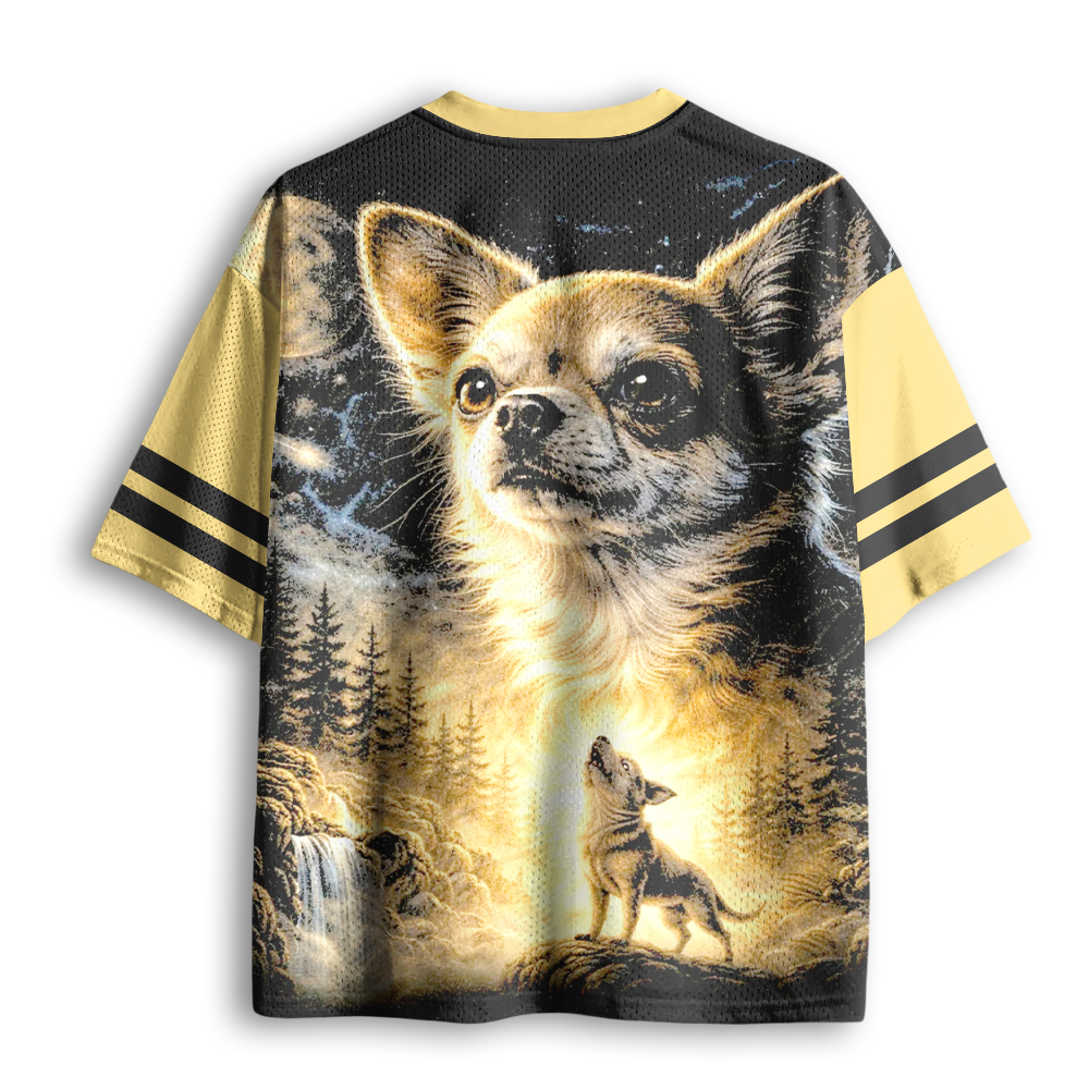 Baddiecat Chihuahua Howling To The Moon Mesh Jersey