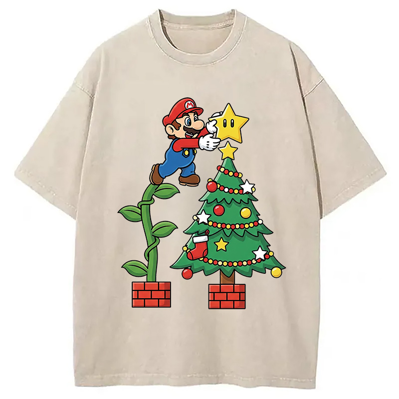 Super Mario Christmas Washed T-Shirt