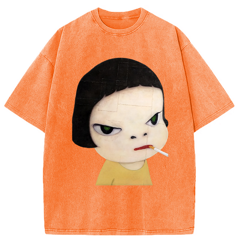 Too Young To Die Smoking Girl Washed T-Shirt