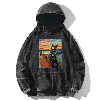 Screaming Cat Washed Hoodie