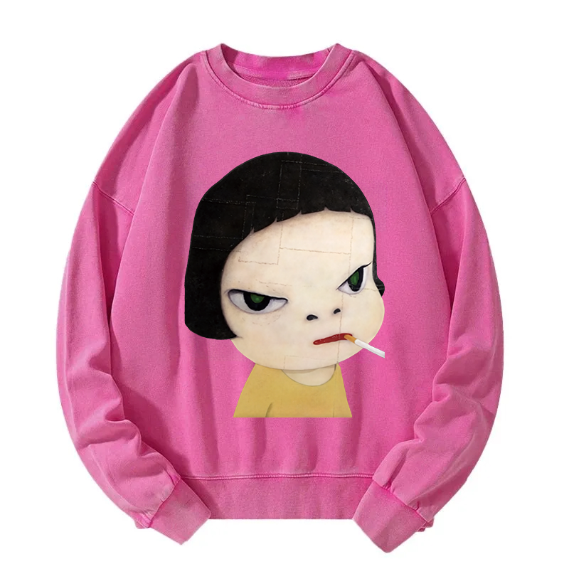 Too Young To Die Smoking Girl Washed Sweatshirt