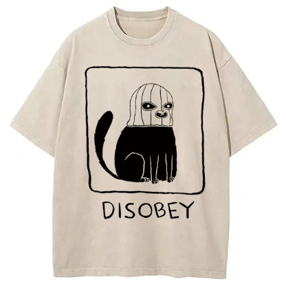 Disobey Cat Washed T-Shirt