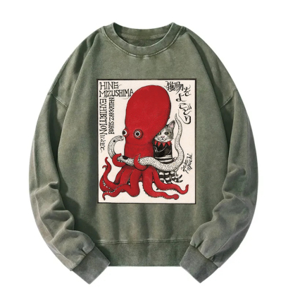 The Cat Controls The Octopus Washed Sweatshirt