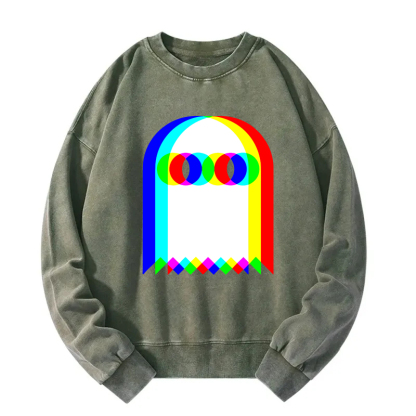 Halloween Psychedelic Ghosts Washed Sweatshirt
