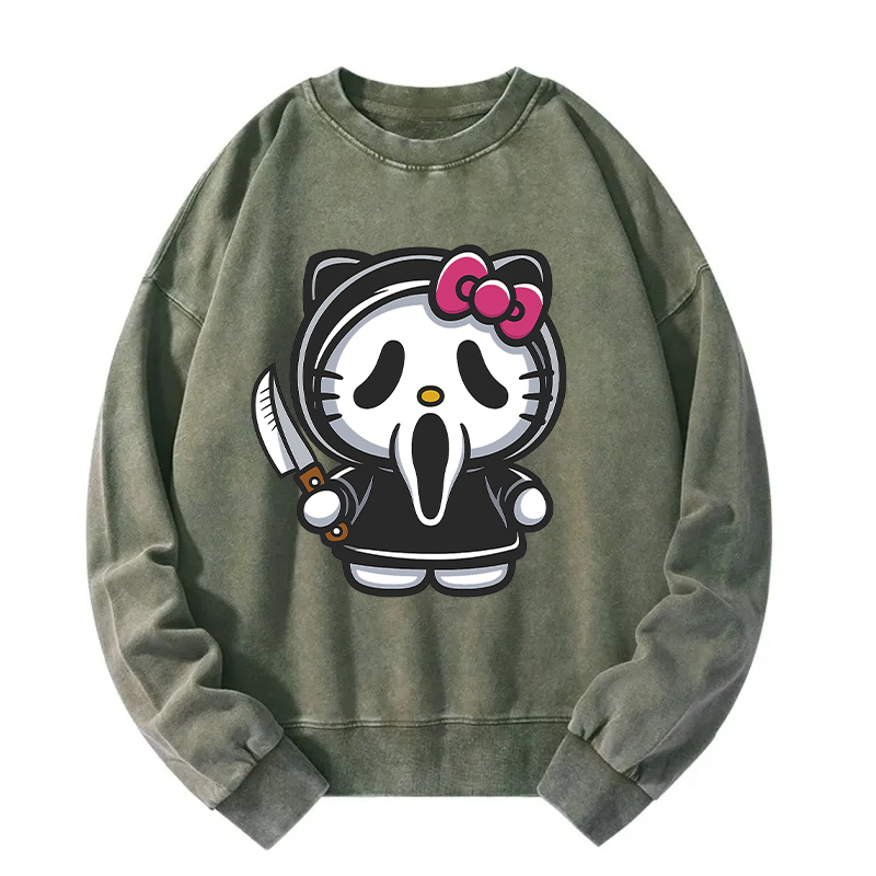 Scream Kitty Halloween Washed Sweatshirt