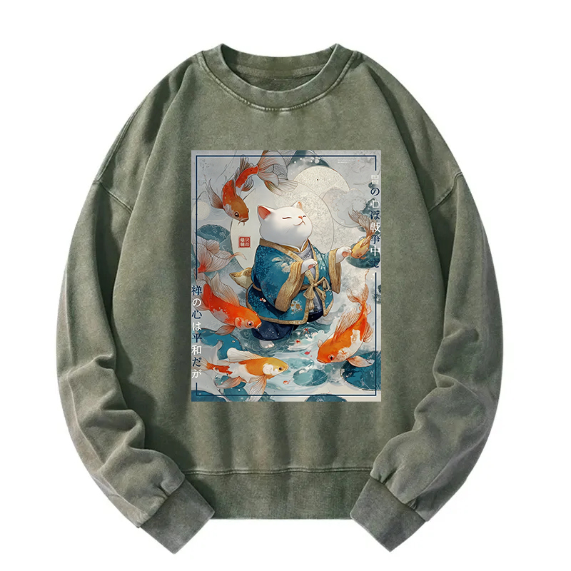 A Cat's Zen Washed Sweatshirt