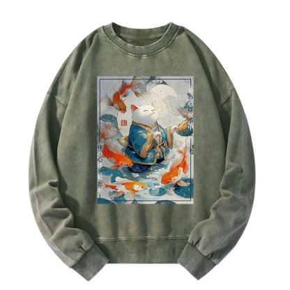 A Cat's Zen Washed Sweatshirt