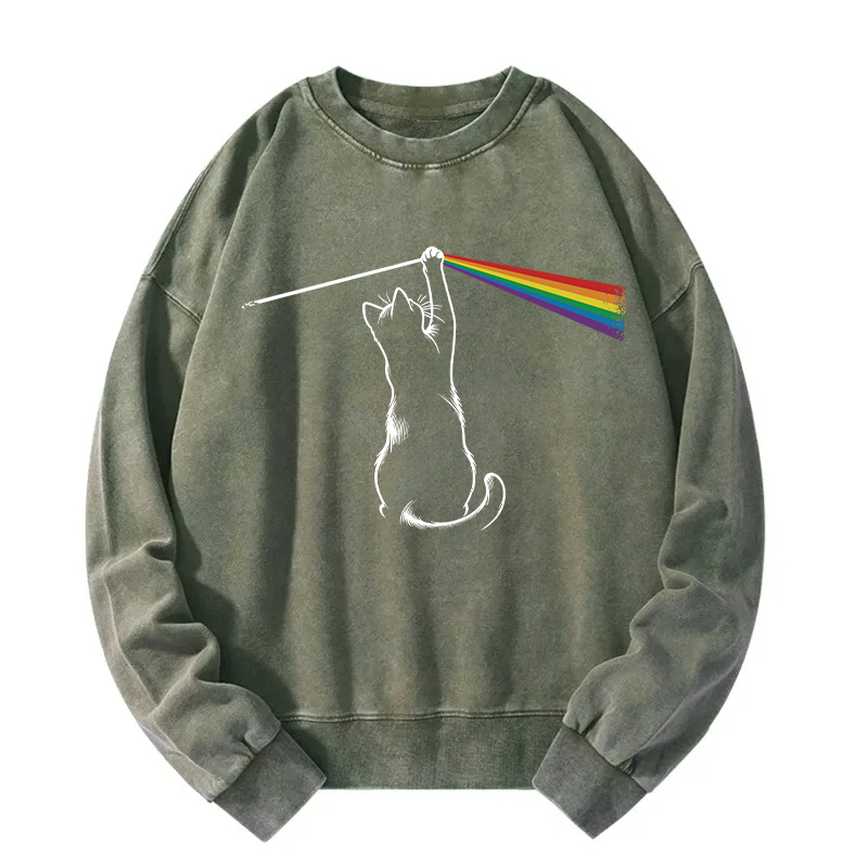 Funny Cat Rock Music Washed Sweatshirt