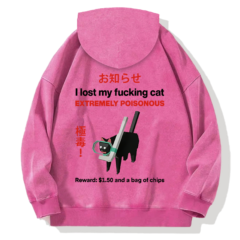 Find The Toxic Cat Funny Back Washed Hoodie