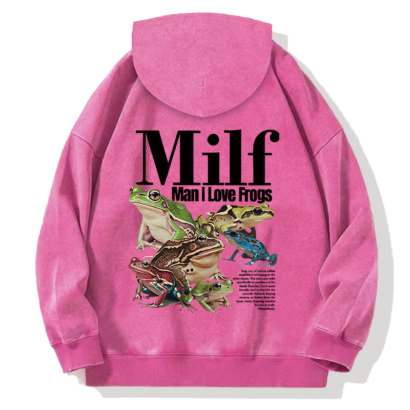 Man I Love Frogs Meme Back Washed Hoodie