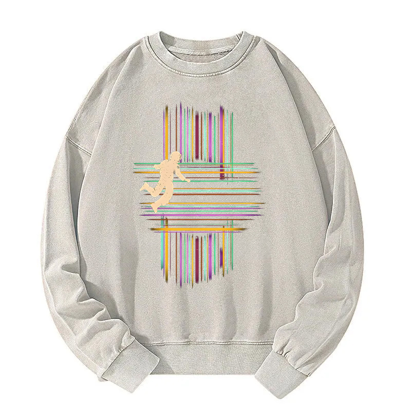 Five-Dimensional Linear Space Washed Sweatshirt
