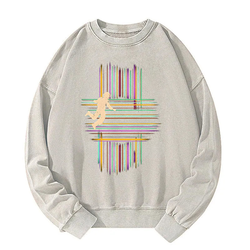Five-Dimensional Linear Space Washed Sweatshirt
