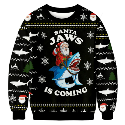 Santa Jaws Christmas Ugly Sweatshirts