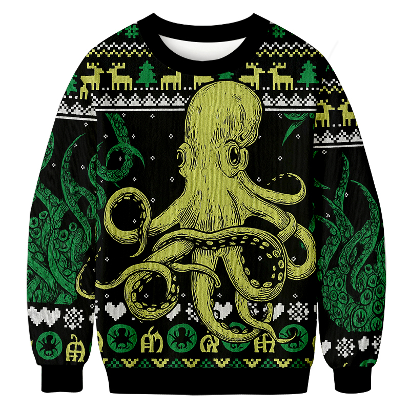 Octopus Kraken Cthulhu Christmas Ugly Sweatshirts