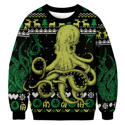 Octopus Kraken Cthulhu Christmas Ugly Sweatshirts