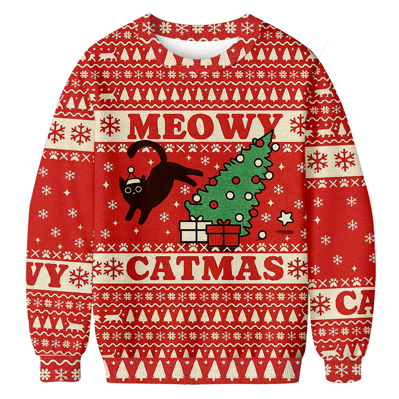 Meowy Christmas Ugly Sweatshirts