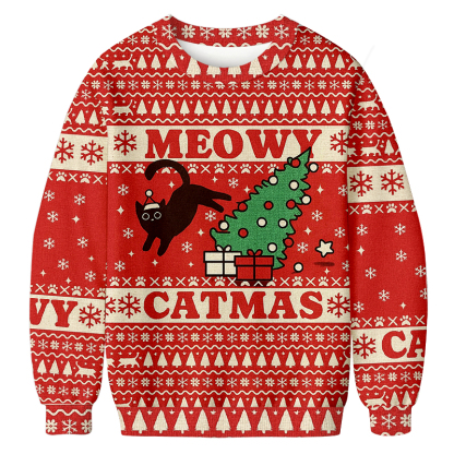 Meowy Christmas Ugly Sweatshirts