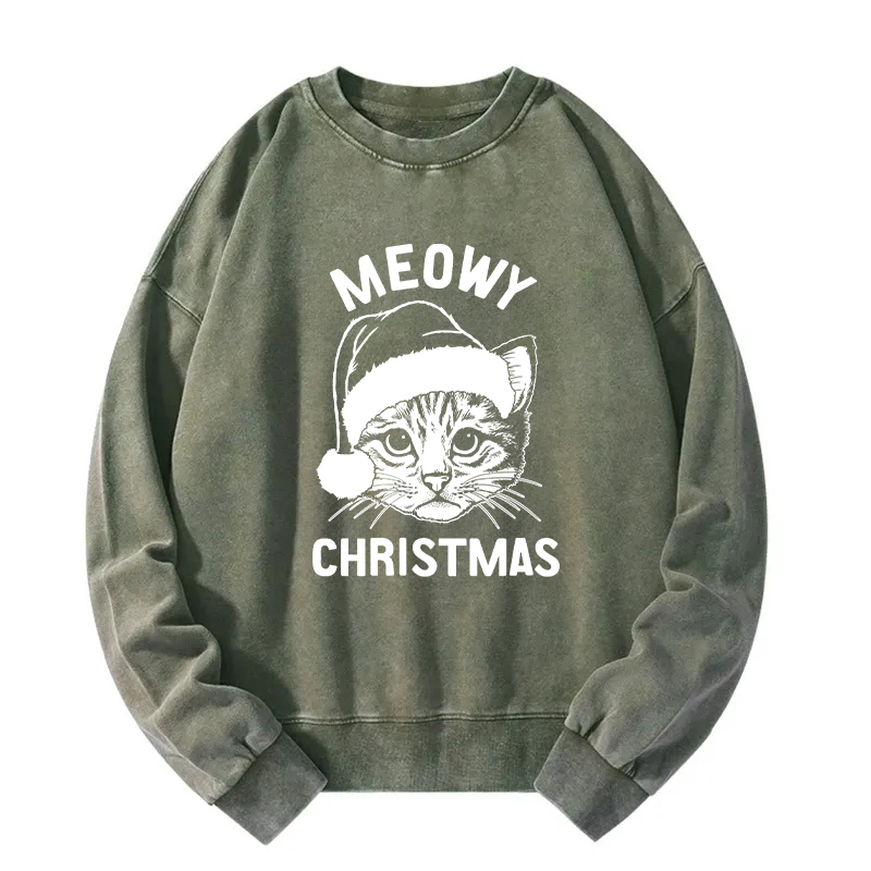 Meowy Christmas Washed Sweatshirt