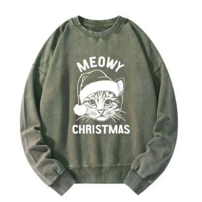 Meowy Christmas Washed Sweatshirt