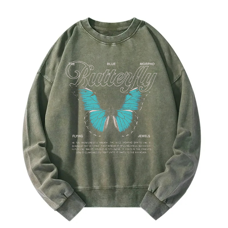 Flying Jewels Butterfly Washed Sweatshirt
