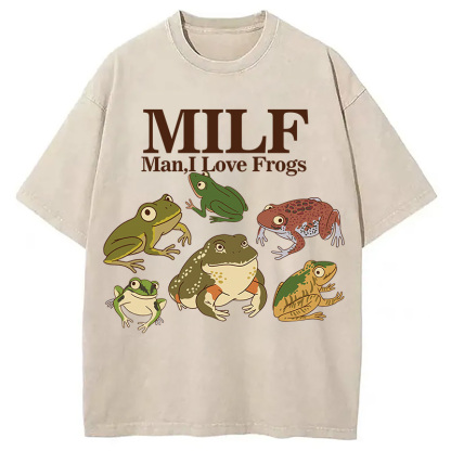I Love Frogs Washed T-Shirt