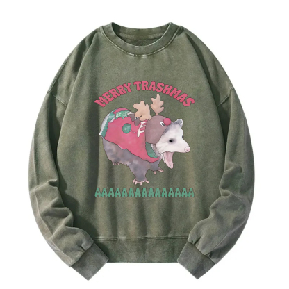 Merry Trashmas Opossum Washed Sweatshirt