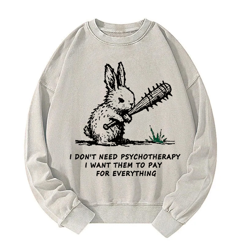 Violent Rabbit Funny Washed Sweatshirt