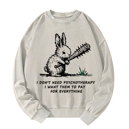 Violent Rabbit Funny Washed Sweatshirt