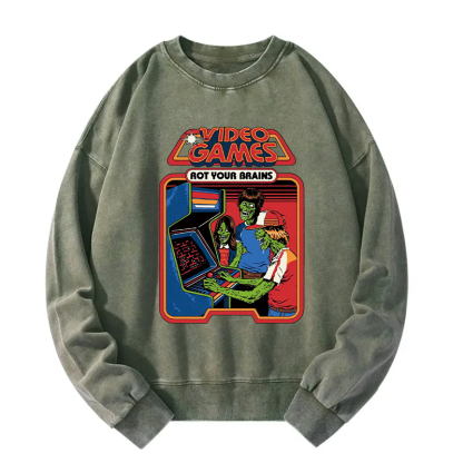Video Games Rot Your Brains Washed Sweatshirt