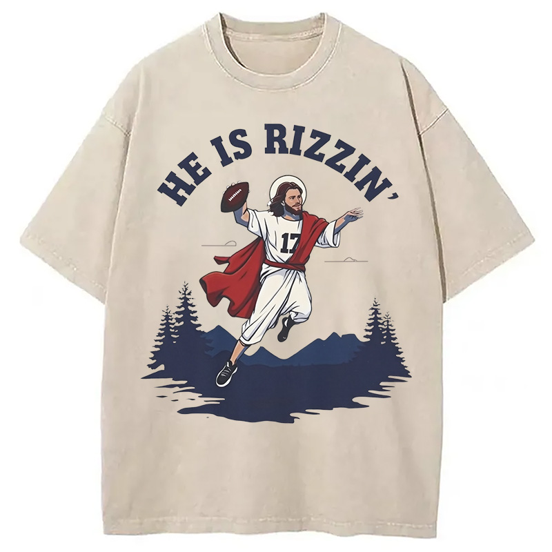 He Is Rizzin' Washed T-Shirt