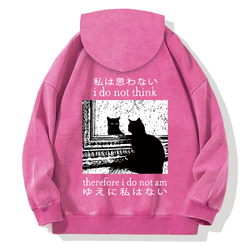 Thinking Cat Back Washed Hoodie